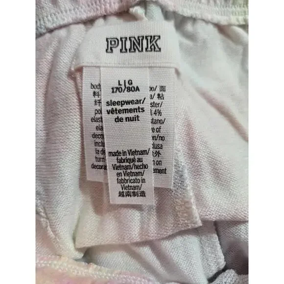 Victorias Secret PINK Womens Sleepwear Sweatpants Large Rainbow Tie Dye NIP NEW